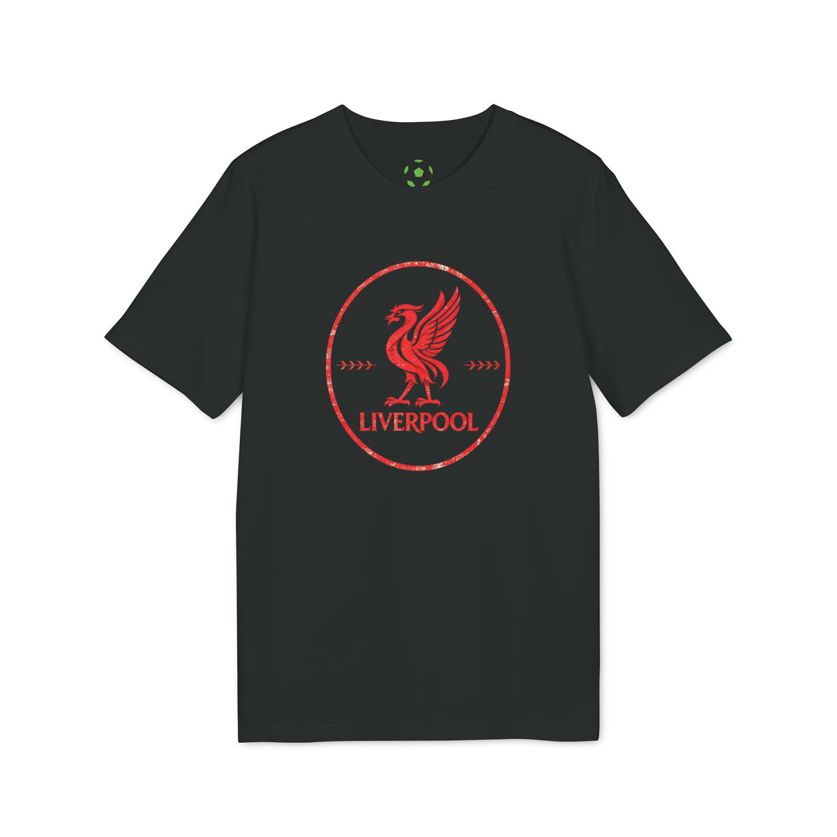 Lifestyle mockup of the Premium Liverpool Retro Crest T-Shirt
