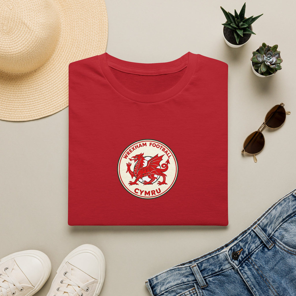Welsh Dragon Football Crest T-Shirt — Wrexham Cymru Vintage Soccer Tee