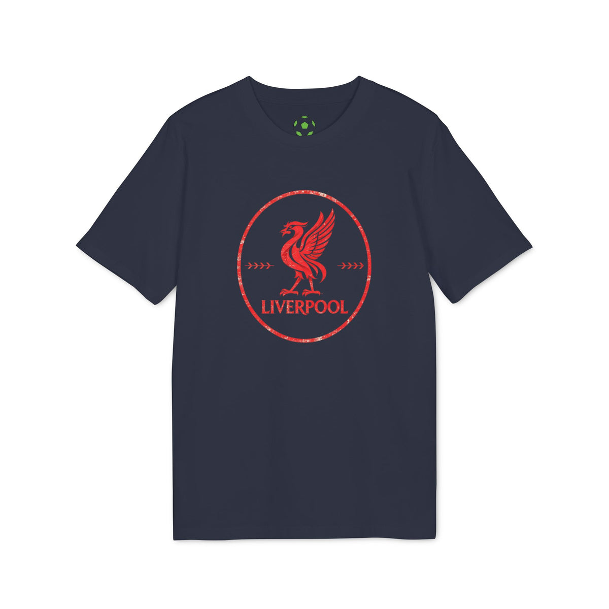 Lifestyle mockup of the Premium Liverpool Retro Crest T-Shirt