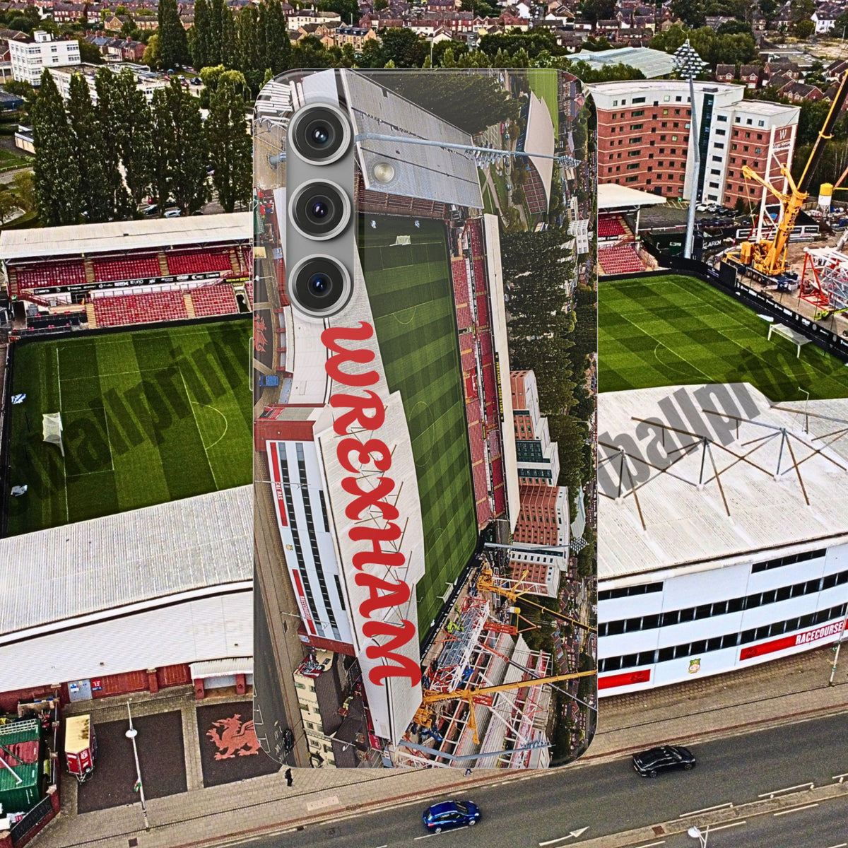 Wrexham Racecourse Stadium Photo Phone Case — Aerial Soccer Field 