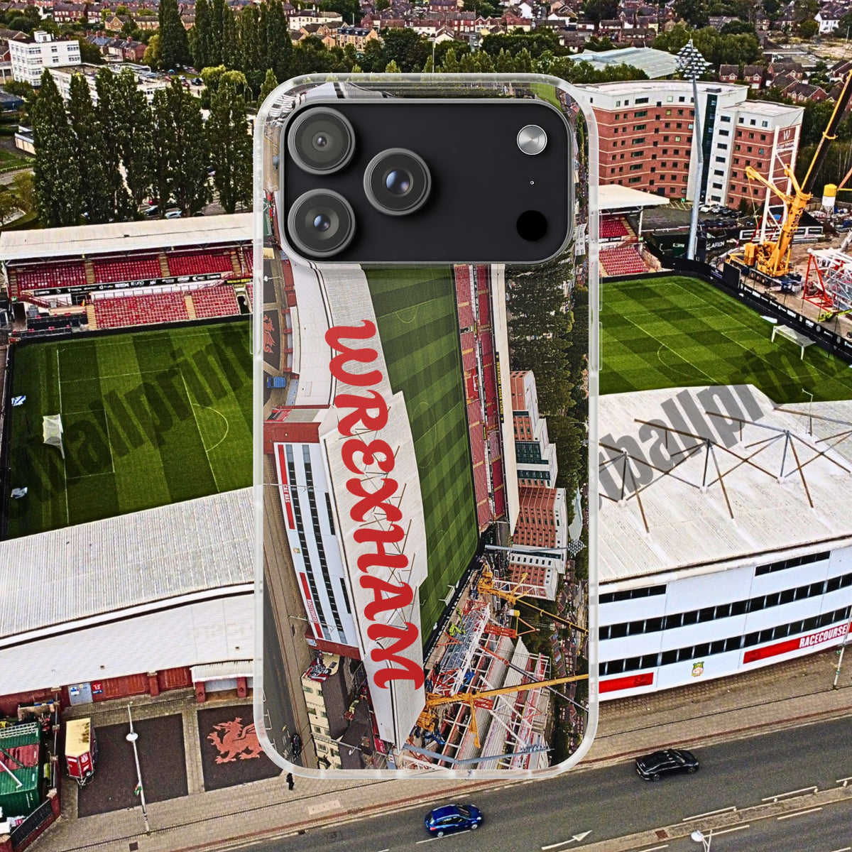 Wrexham Racecourse Stadium Photo Phone Case — Aerial Soccer Field 