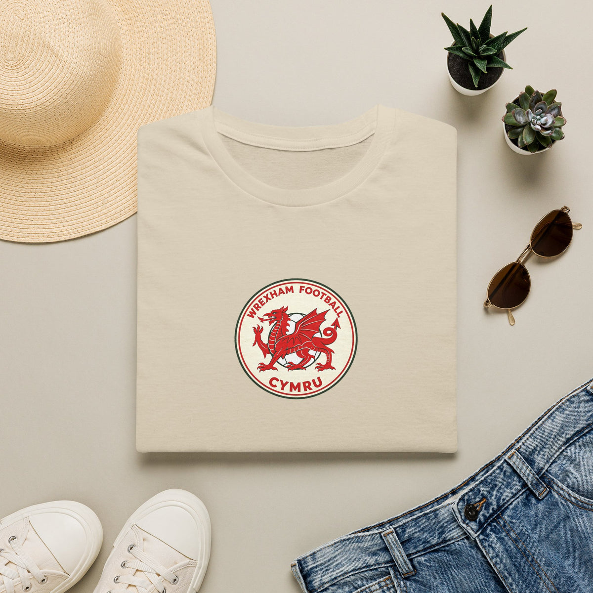 Welsh Dragon Football Crest T-Shirt — Wrexham Cymru Vintage Soccer Tee