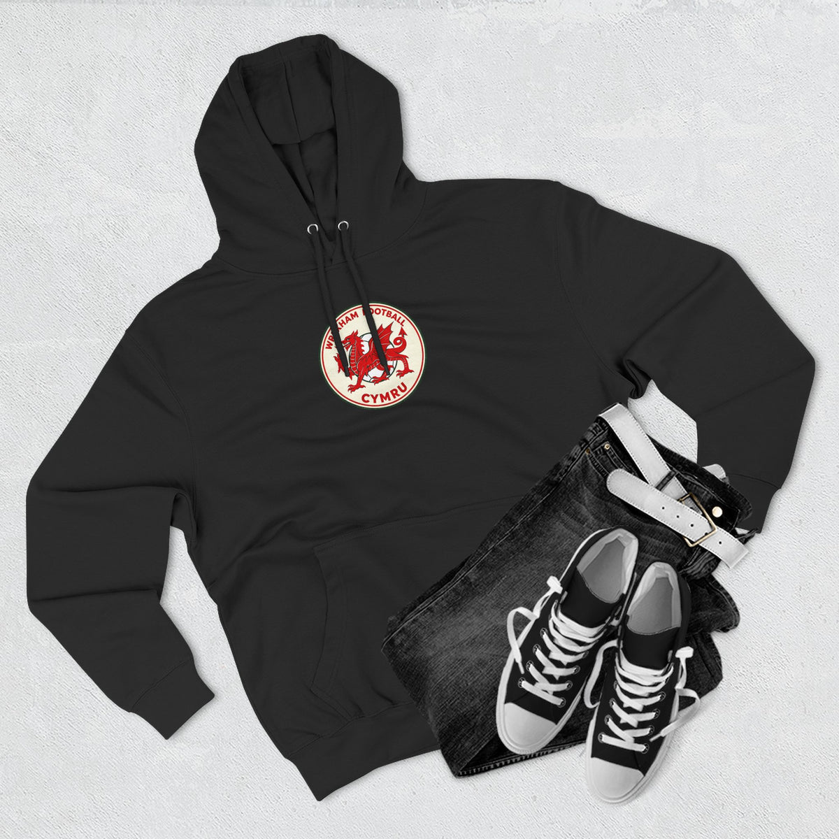 Welsh Red Dragon Emblem Hoodie — Cymru Crest Fleece Pullover