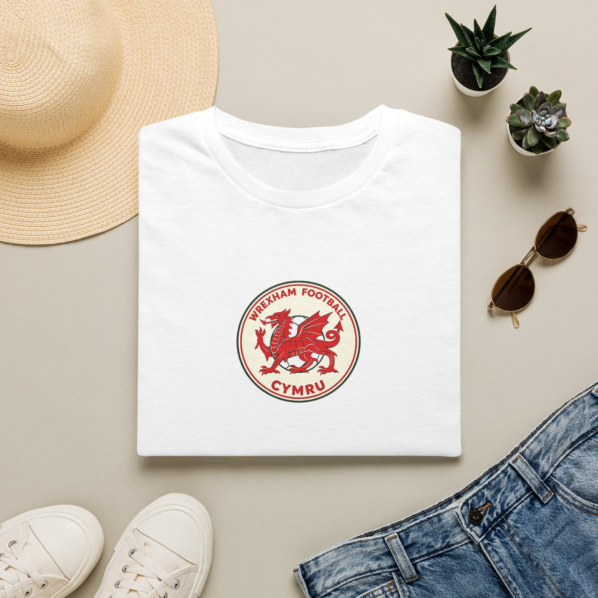Welsh Dragon Football Crest T-Shirt — Wrexham Cymru Vintage Soccer Tee