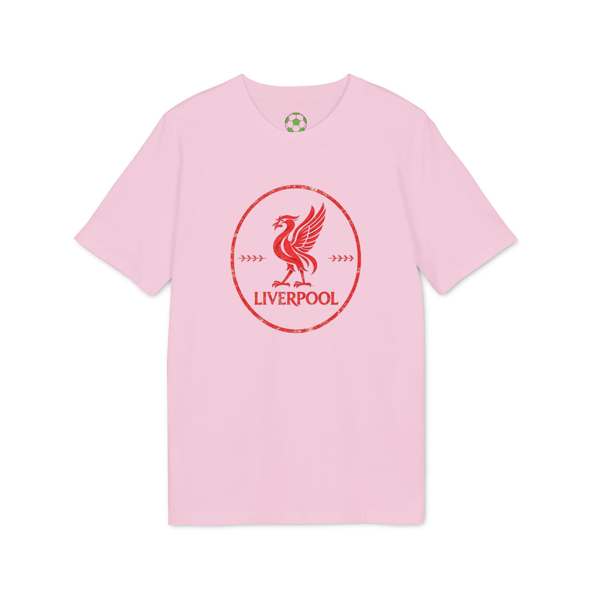 Lifestyle mockup of the Premium Liverpool Retro Crest T-Shirt