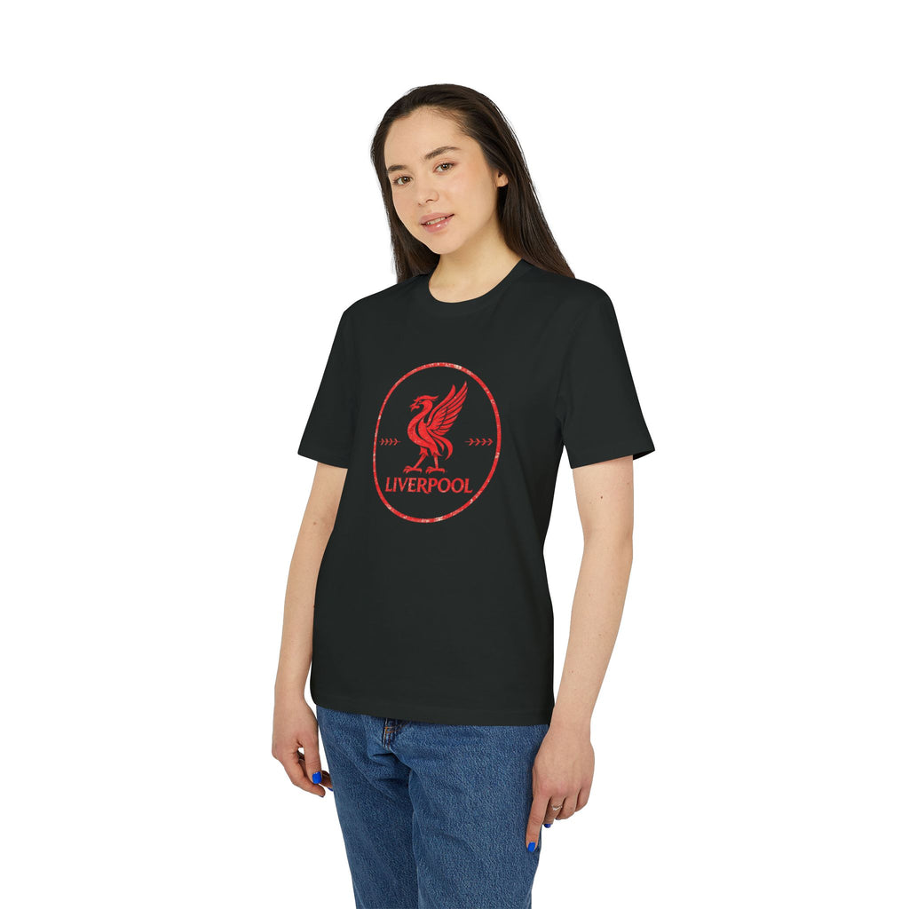 Lifestyle mockup of the Premium Liverpool Retro Crest T-Shirt