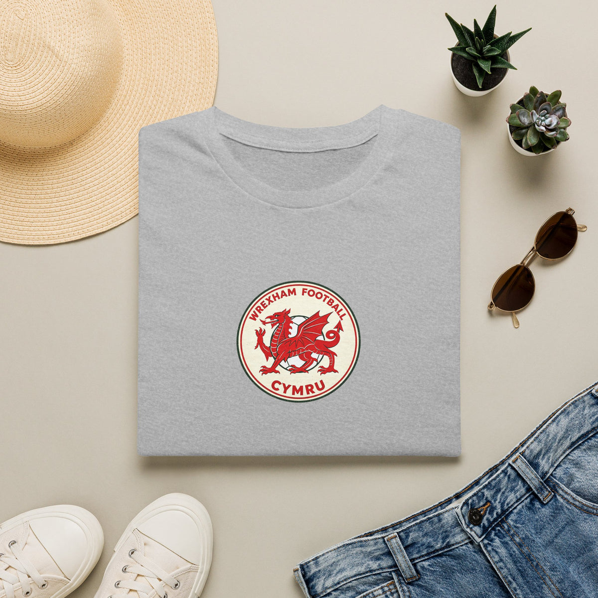 Welsh Dragon Football Crest T-Shirt — Wrexham Cymru Vintage Soccer Tee
