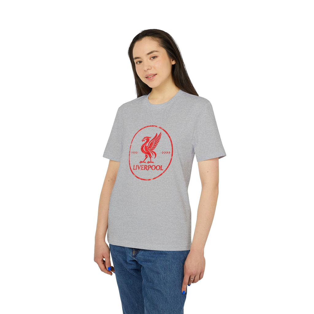 Lifestyle mockup of the Premium Liverpool Retro Crest T-Shirt