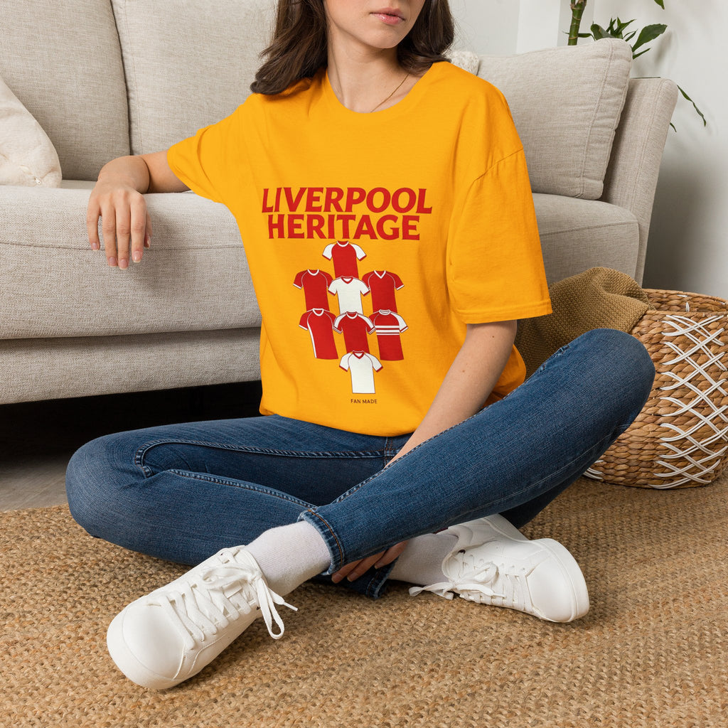 Liverpool Heritage Tee — Retro Football Shirt Collage