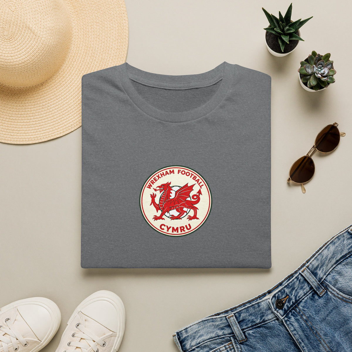 Welsh Dragon Football Crest T-Shirt — Wrexham Cymru Vintage Soccer Tee
