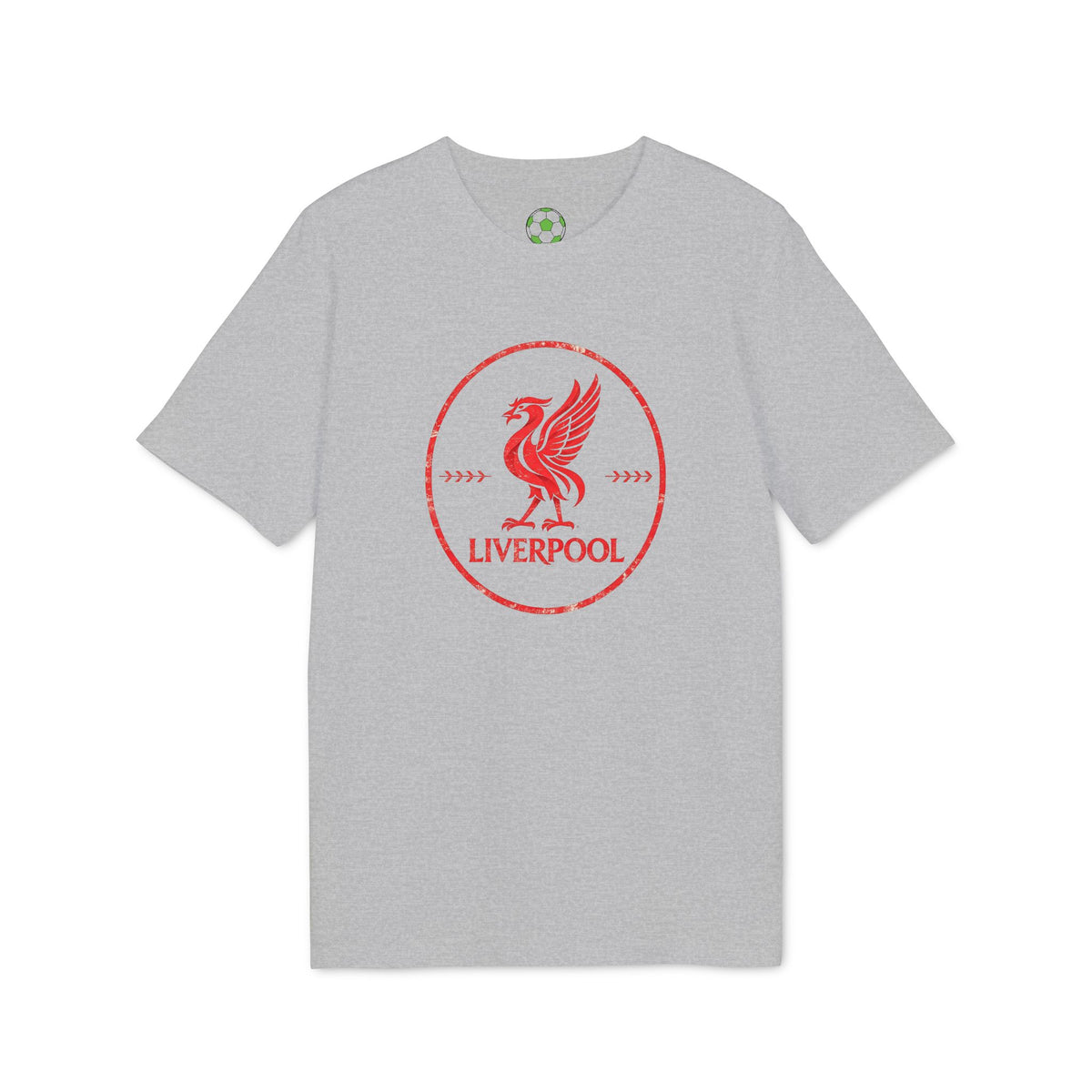Lifestyle mockup of the Premium Liverpool Retro Crest T-Shirt
