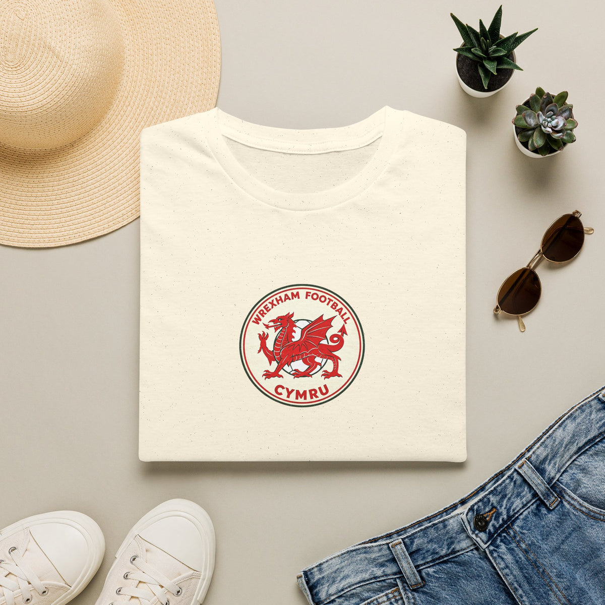 Welsh Dragon Football Crest T-Shirt — Wrexham Cymru Vintage Soccer Tee