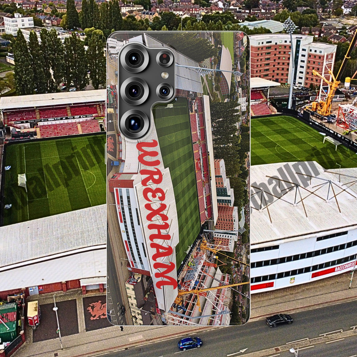 Wrexham Racecourse Stadium Photo Phone Case — Aerial Soccer Field 