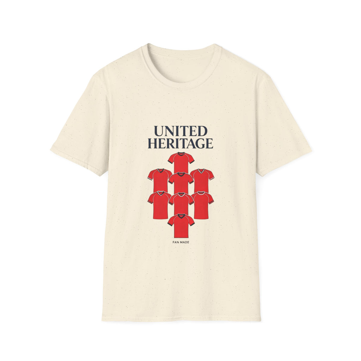 Manchester United Heritage Tee — "UNITED HERITAGE" Red Jersey Graphic 