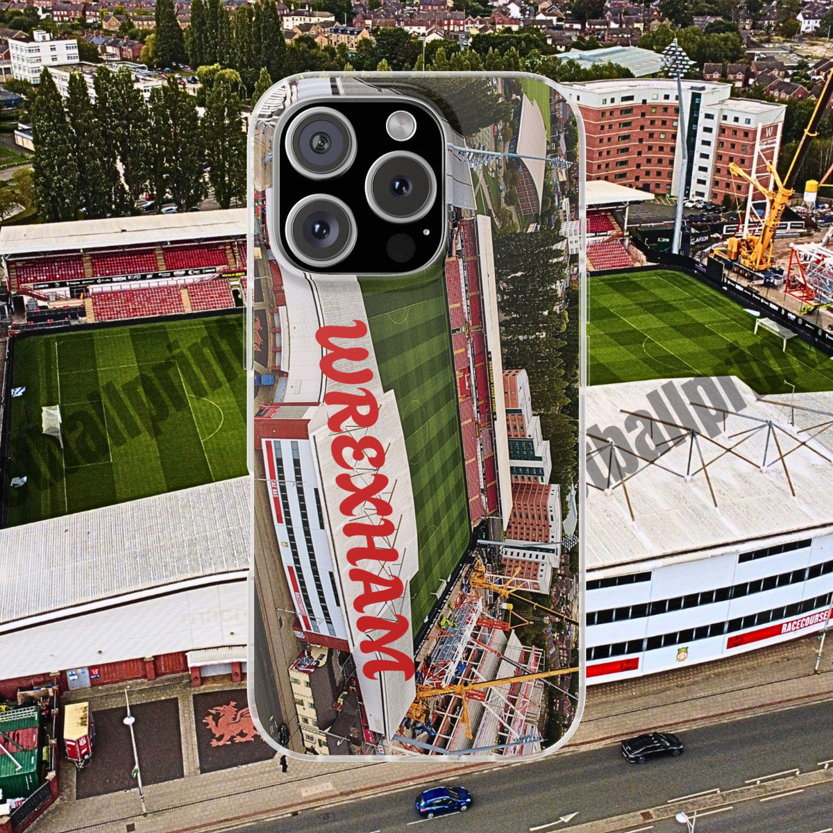 Wrexham Racecourse Stadium Photo Phone Case — Aerial Soccer Field 