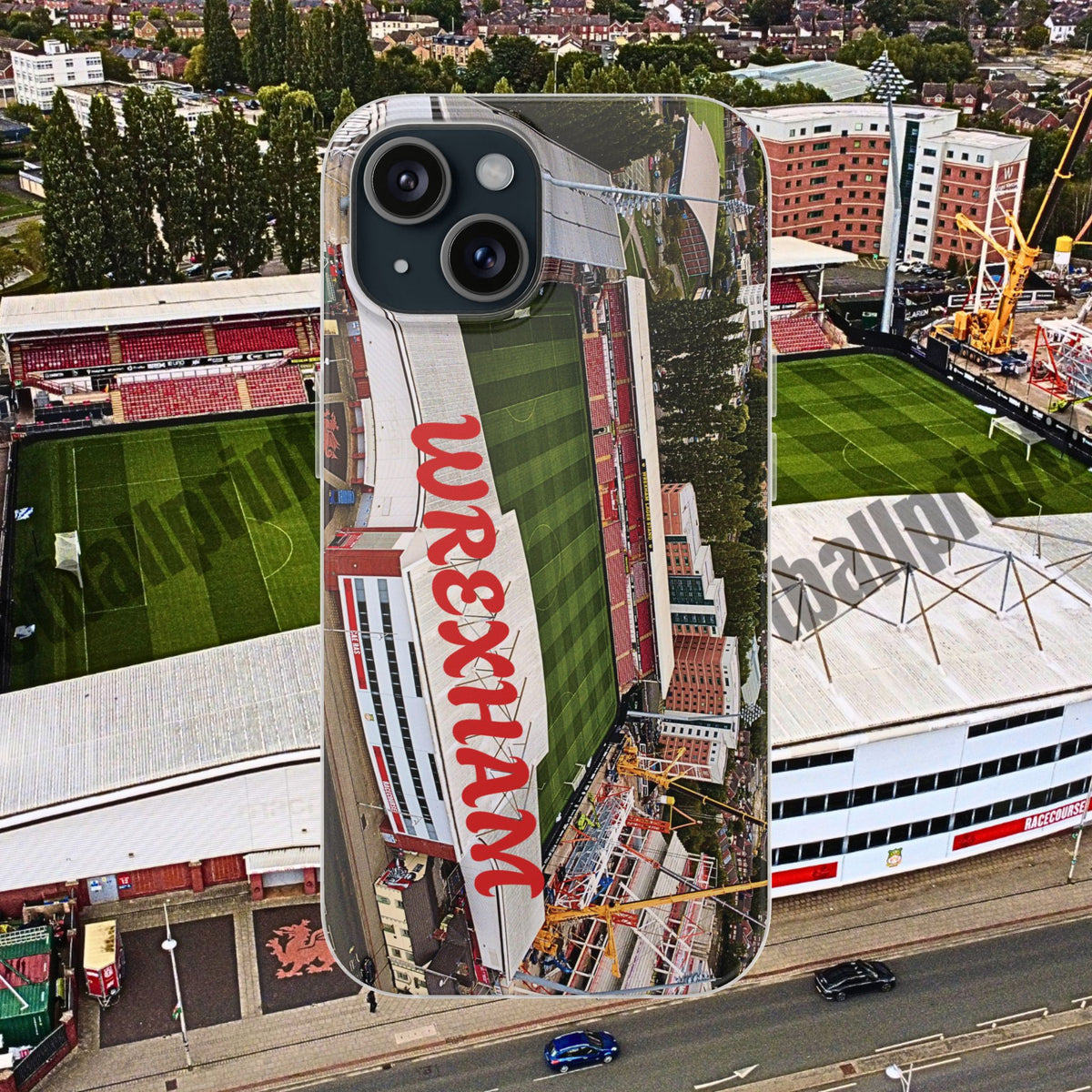 Wrexham Racecourse Stadium Photo Phone Case — Aerial Soccer Field 