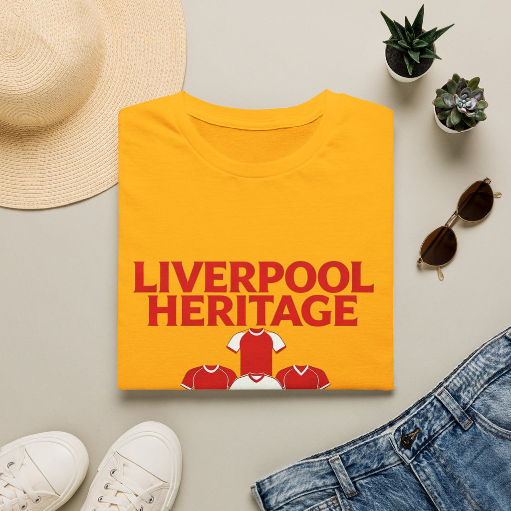 Liverpool Heritage Tee — Retro Football Shirt Collage
