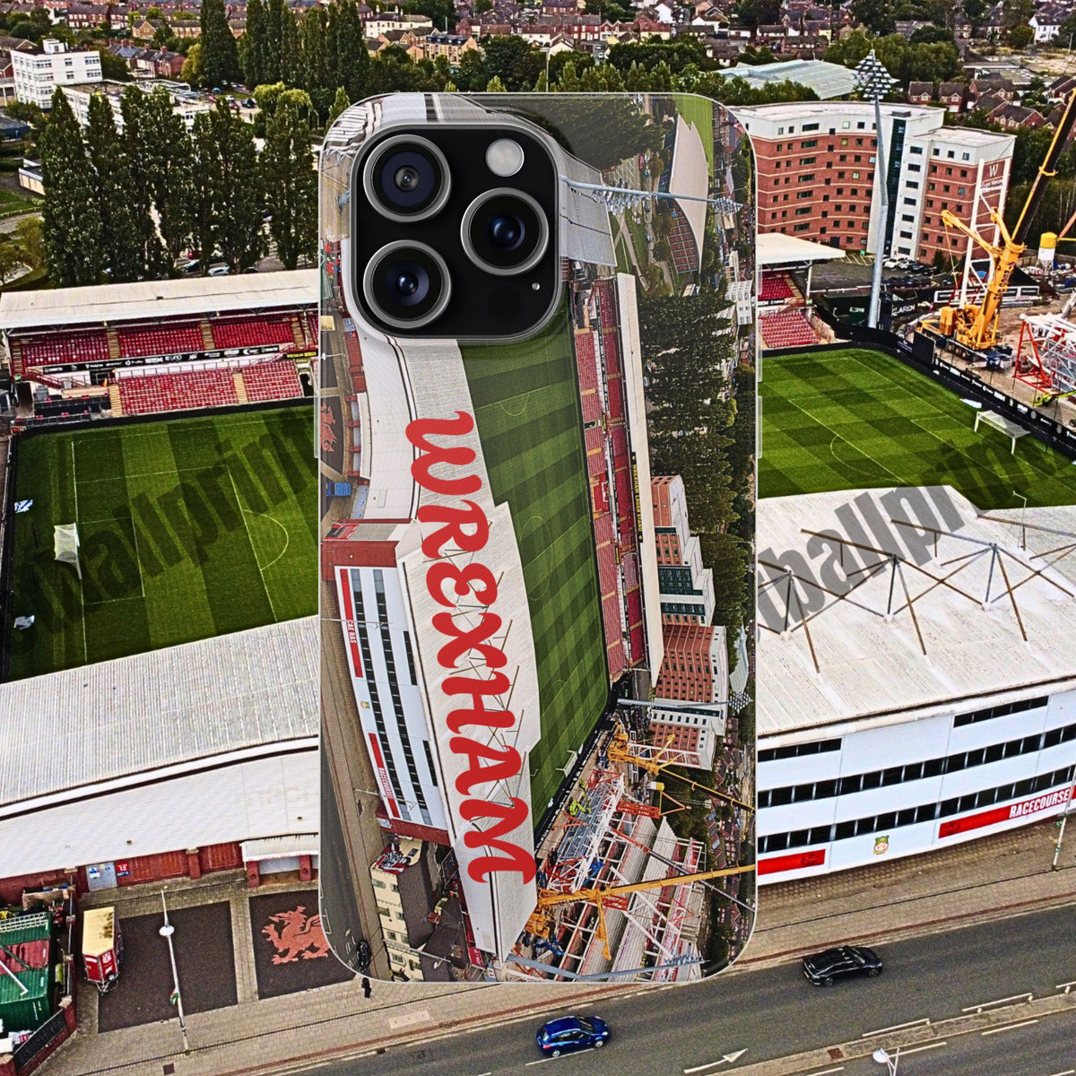 Wrexham Racecourse Stadium Photo Phone Case — Aerial Soccer Field 