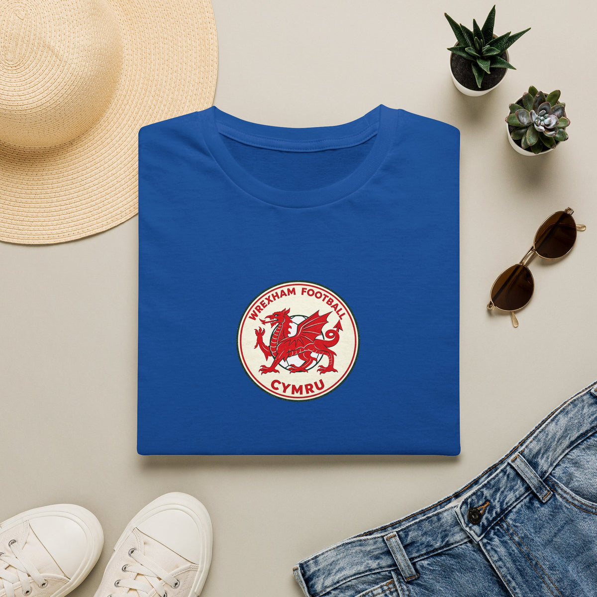 Welsh Dragon Football Crest T-Shirt — Wrexham Cymru Vintage Soccer Tee