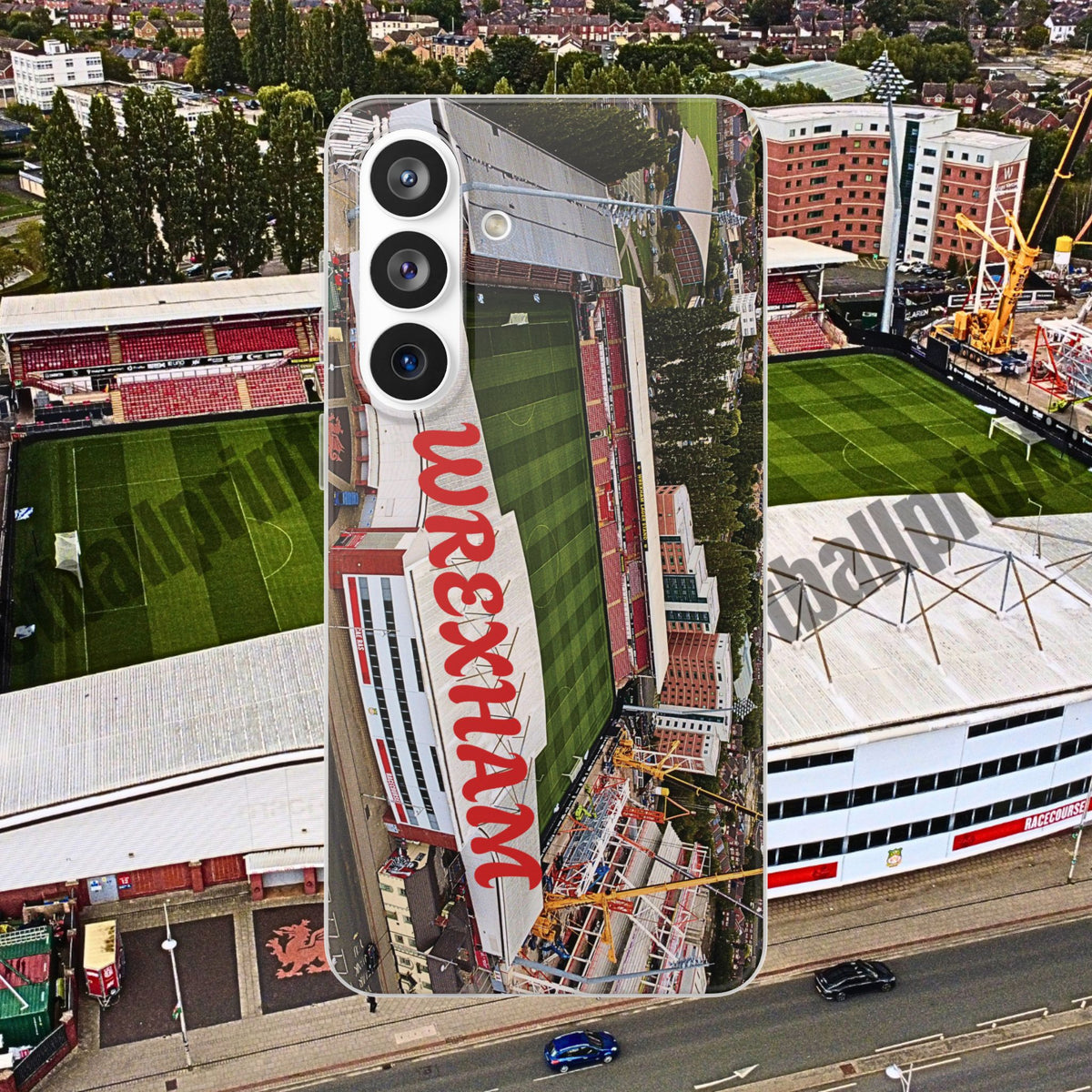 Wrexham Racecourse Stadium Photo Phone Case — Aerial Soccer Field 