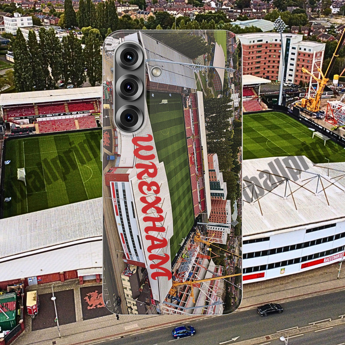 Wrexham Racecourse Stadium Photo Phone Case — Aerial Soccer Field 