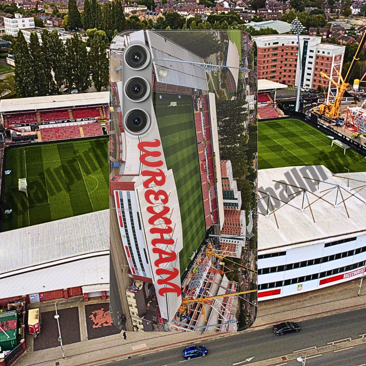 Wrexham Racecourse Stadium Photo Phone Case — Aerial Soccer Field 
