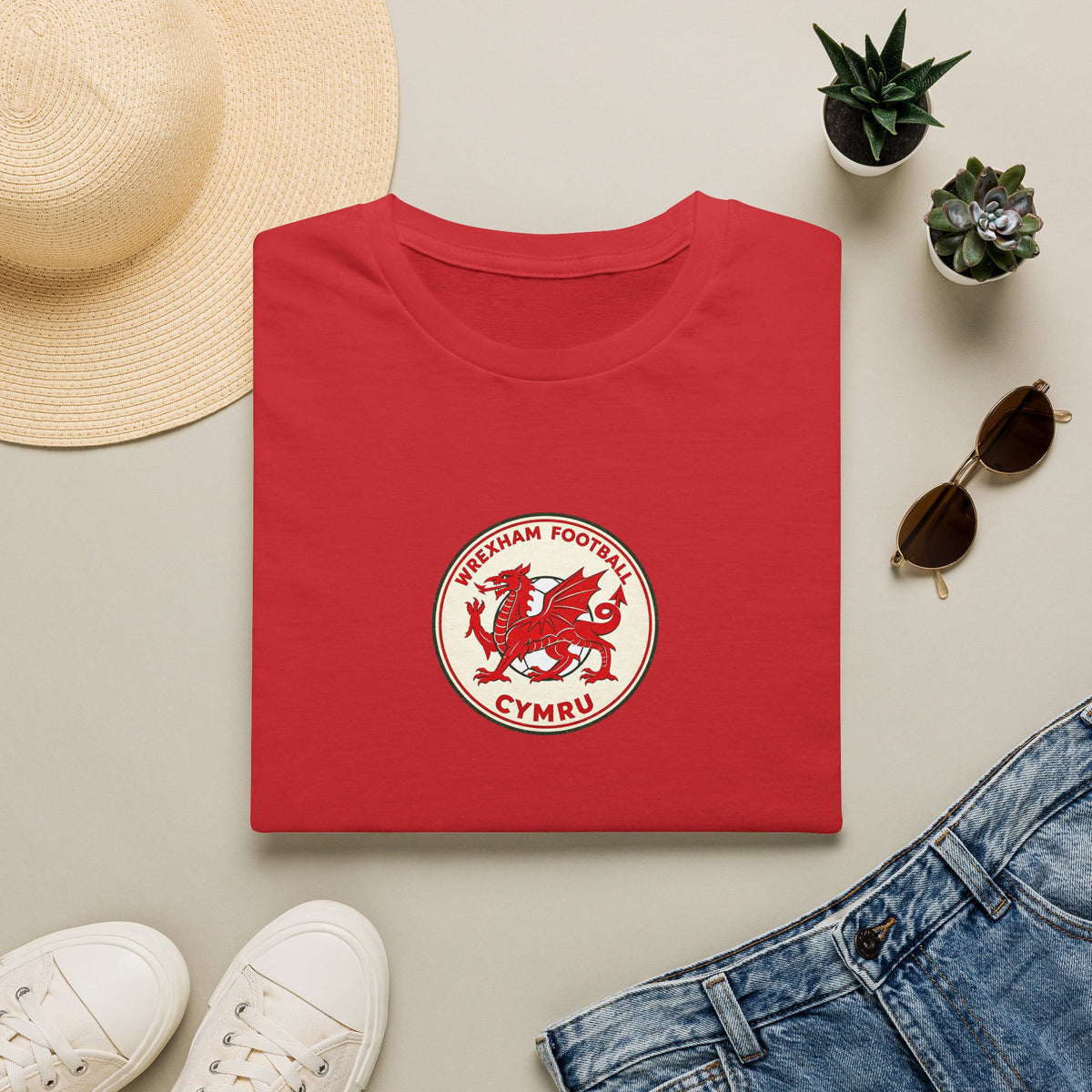 Welsh Dragon Football Crest T-Shirt — Wrexham Cymru Vintage Soccer Tee