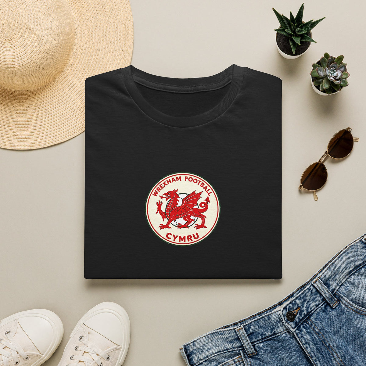 Welsh Dragon Football Crest T-Shirt — Wrexham Cymru Vintage Soccer Tee