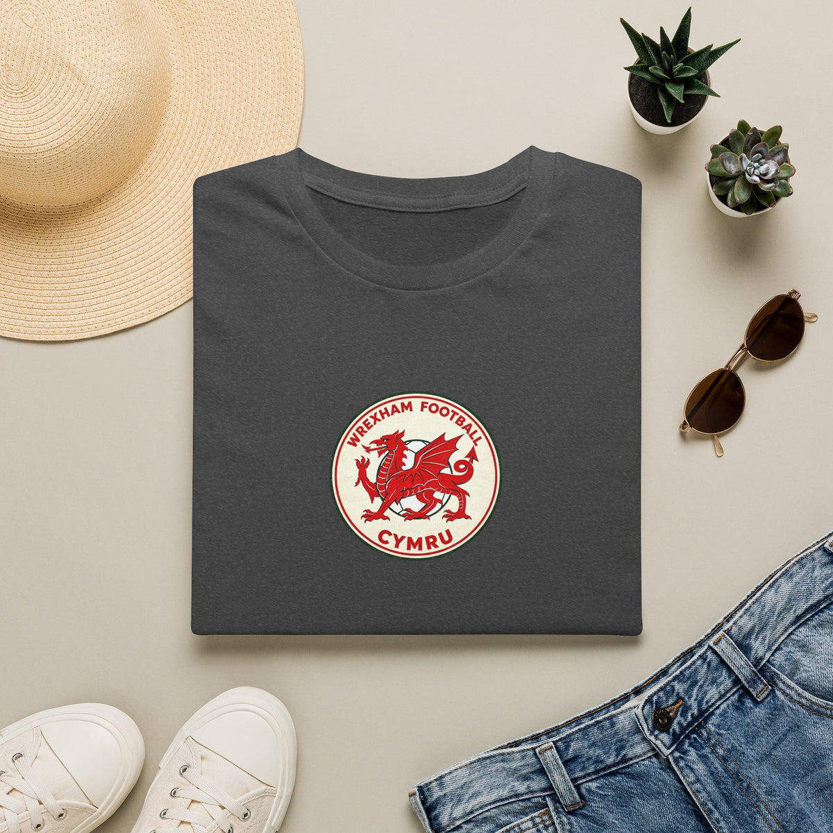 Welsh Dragon Football Crest T-Shirt — Wrexham Cymru Vintage Soccer Tee